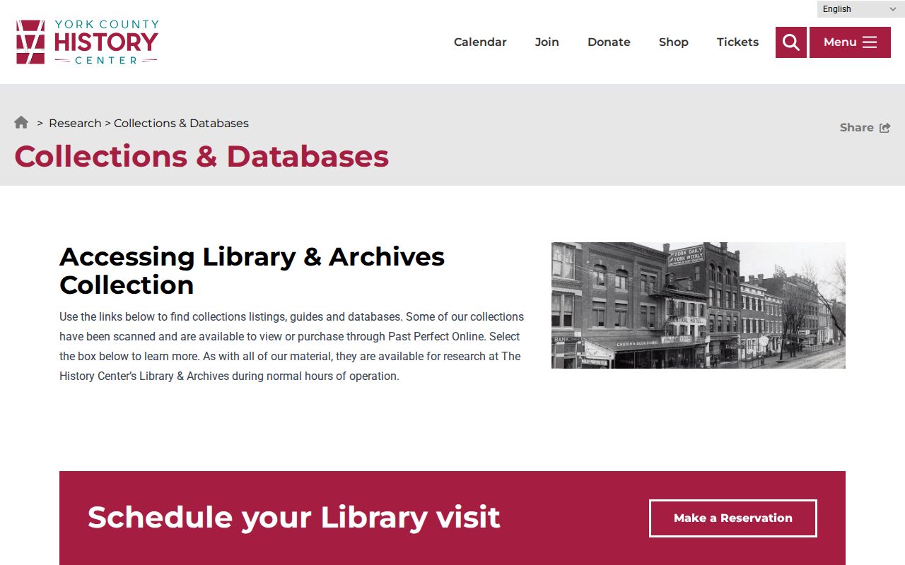 Springettsbury Township previous residents History Center collections database page